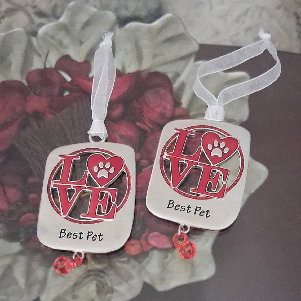 Pet Love Ornaments with Red Accents